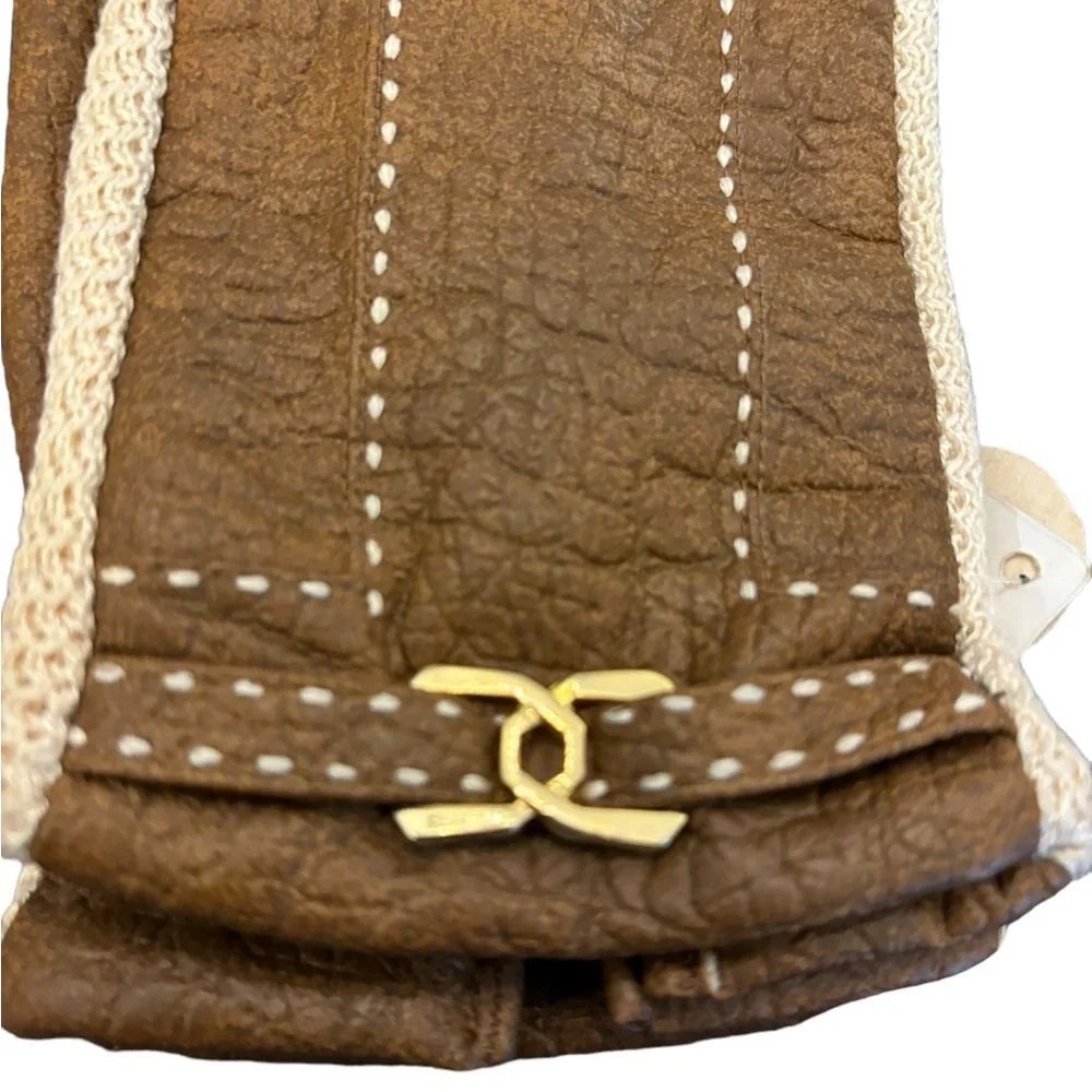 Aris‎ Women’s Brown and Tan Snuggler Gloves Size Large